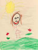 Drawing of girl playing under the sun